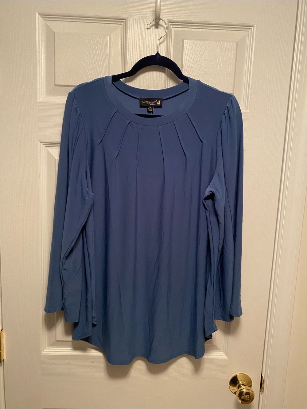 Antthony Dusty Blue Long Sleeve Pleated Front Top…size XL